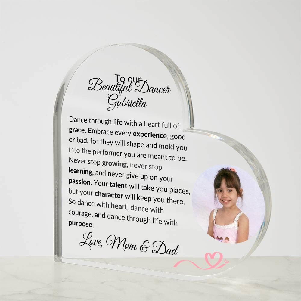 Personalized Ballerina Acrylic Heart Plaque Gift