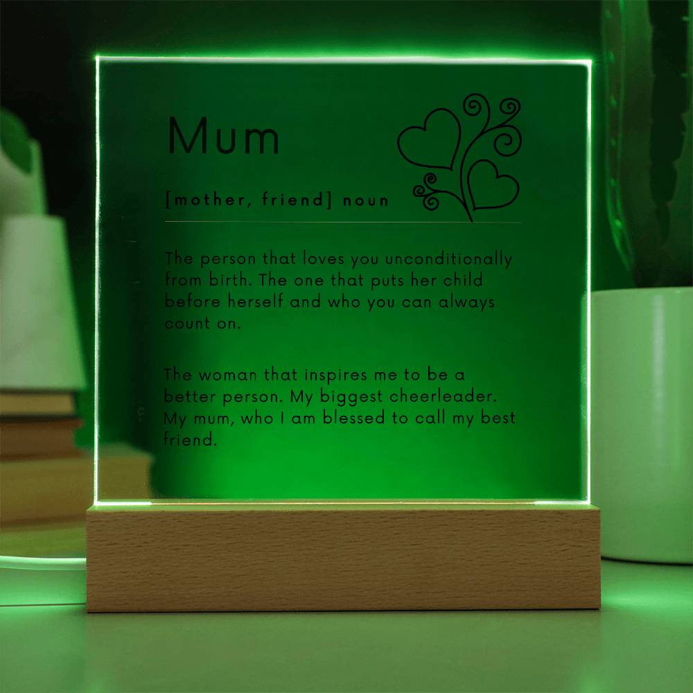 Mothers Day Gift for Mum Acrylic LED Plaque
