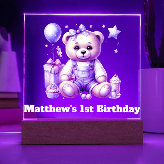 Teddy Bear Lighted Birthday Sign or Nightlight