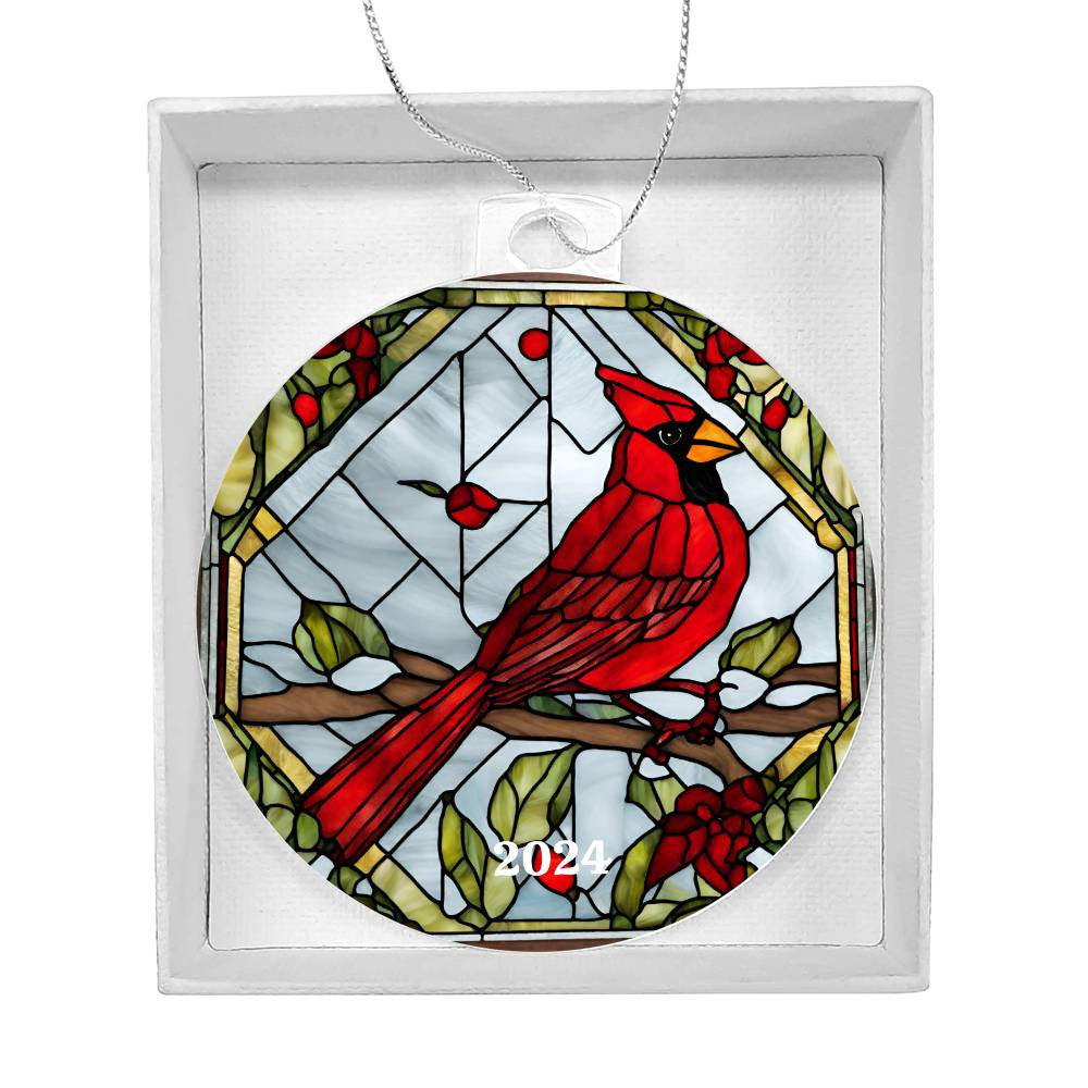 Cardinal Acrylic Christmas Tree Ornament