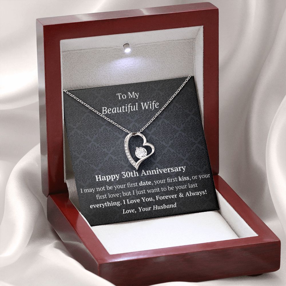 Wife 30th Anniversary - Forever Love Heart Necklace-FashionFinds4U