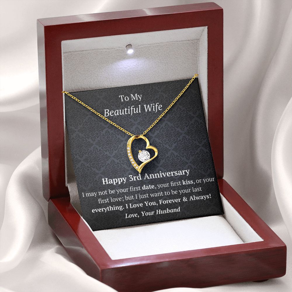 Wife - 3rd Anniversary -Forever Love Heart Necklace-FashionFinds4U