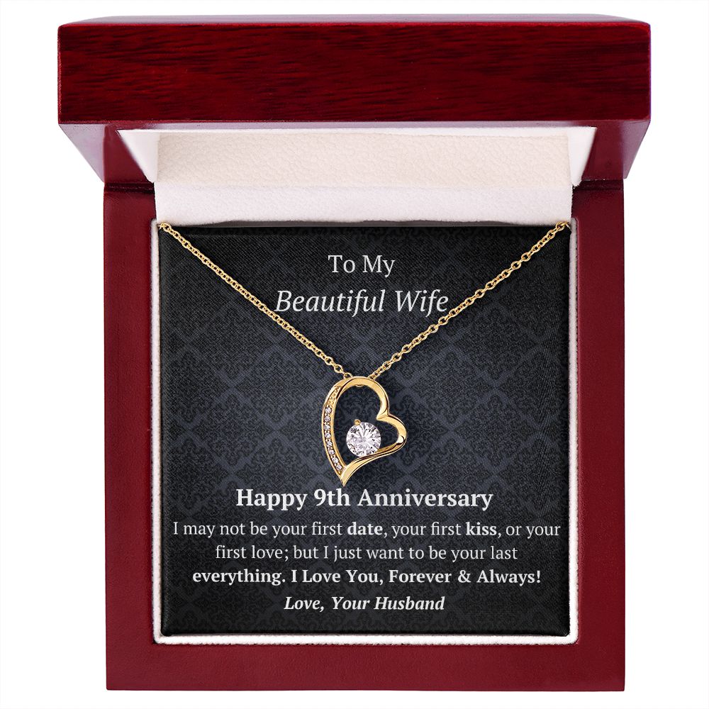 Wife 9th Anniversary - Forever Love Heart Necklace-FashionFinds4U