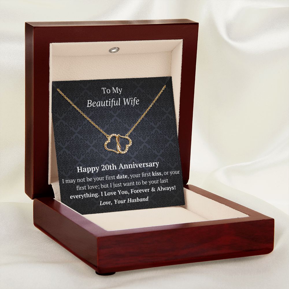 Wife - 20th Anniversary -10K Gold Diamond Infinity Hearts Necklace-FashionFinds4U