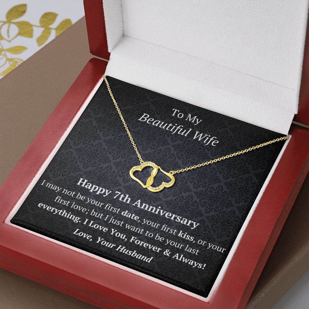Wife -7th Anniversary -10K Gold Diamond Infinity Hearts Necklace-FashionFinds4U