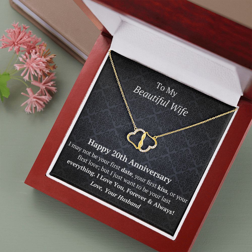 Wife - 20th Anniversary -10K Gold Diamond Infinity Hearts Necklace-FashionFinds4U