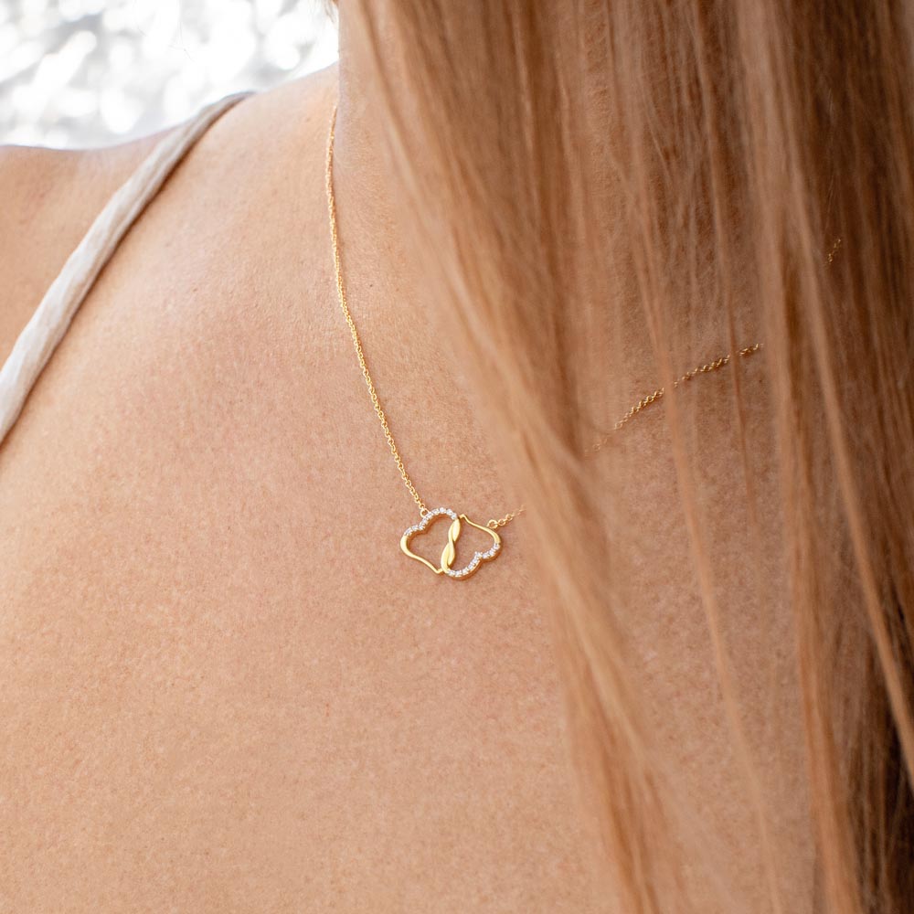 Wife - 2nd Anniversary - 10K Gold Diamond Infinity Hearts Necklace-FashionFinds4U