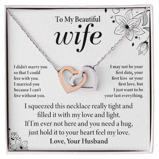 To My Wife - Love and Light - Interlocking Hearts Necklace-FashionFinds4U