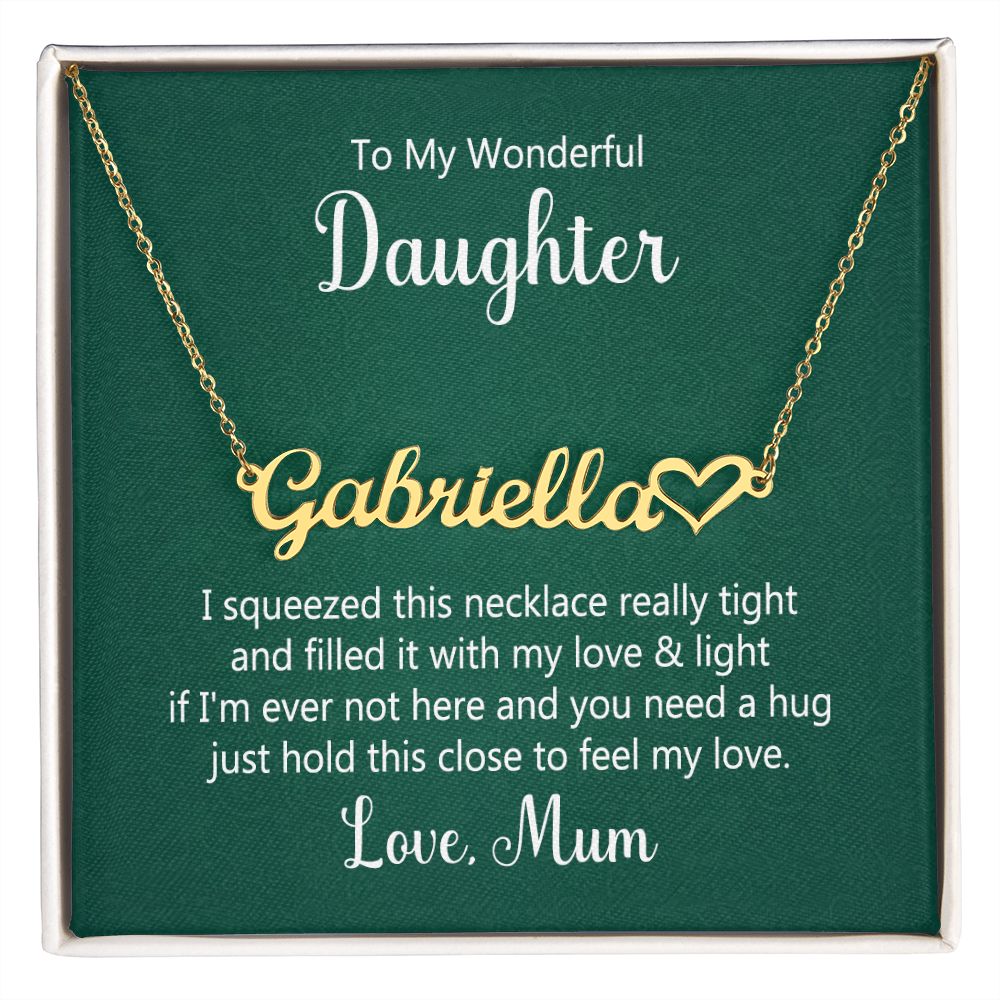 Wonderful Daughter Personalized Name Necklace With Heart-FashionFinds4U