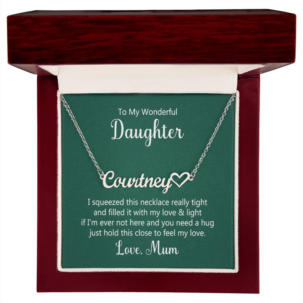 Wonderful Daughter Personalized Name Necklace With Heart-FashionFinds4U