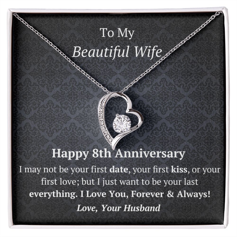 Wife 8th Anniversary - Forever Love Heart Necklace-FashionFinds4U