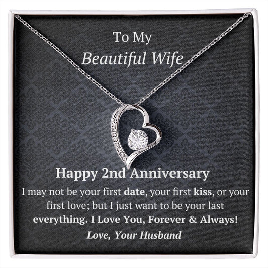 Wife 2nd Anniversary Forever Love Heart Necklace-FashionFinds4U