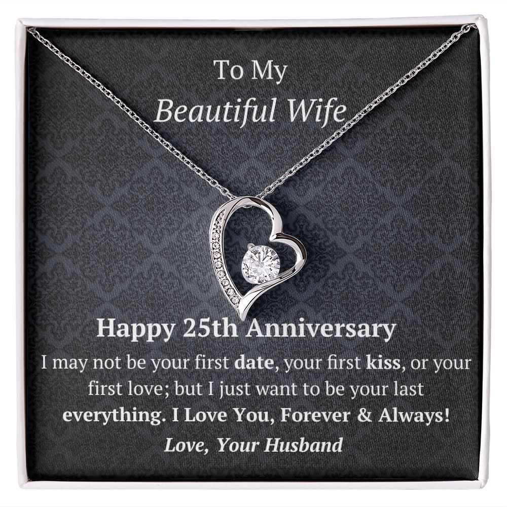 Wife 25th Anniversary - Forever Love Heart Necklace-FashionFinds4U