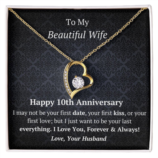 Wife 10th Anniversary - Forever Love Heart Necklace-FashionFinds4U