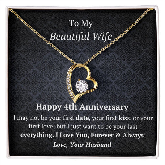 Wife 4th Anniversary Forever Love Heart Necklace-FashionFinds4U
