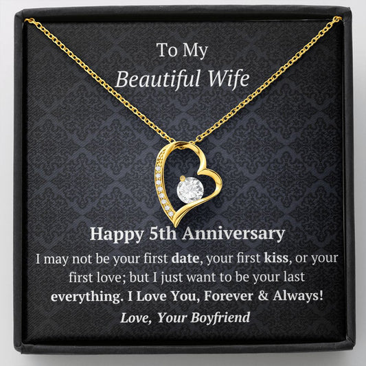 Wife 5th Anniversary Forever Love Heart Necklace-FashionFinds4U