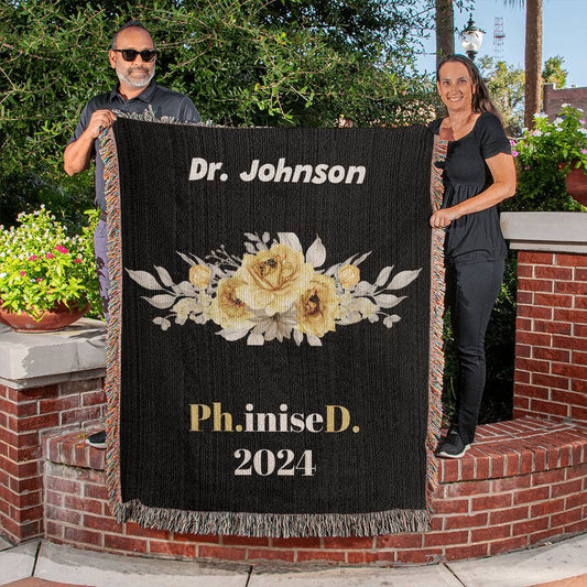 Personalized Phd Woven Blanket, Custom Phd Graduation Throw Blanket Gift, Doctorate Degree Graduate Organic Tapestry, Phd Grad Home Decor, Phinished