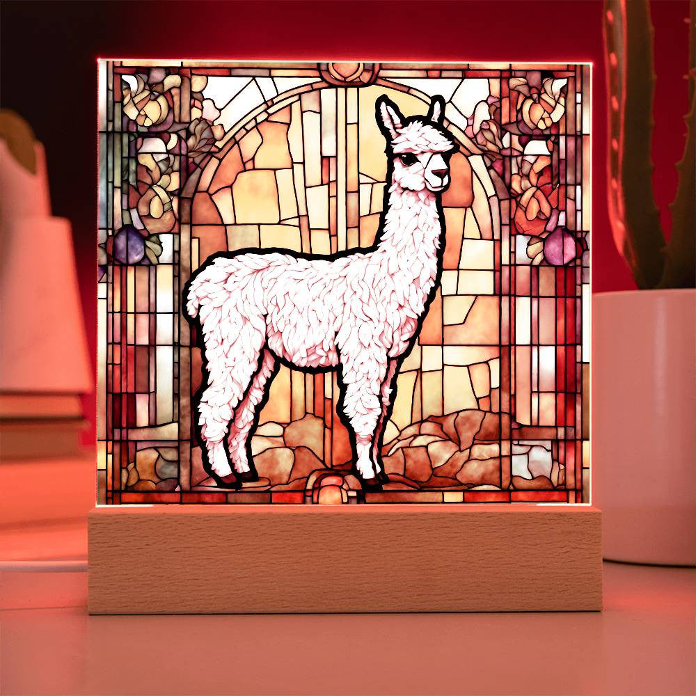 Alpaca Faux Stained Glass Acrylic Plaque