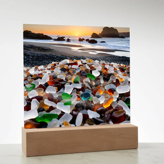 See glass art  California Coast Acrylic Square Plaque