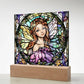 Fairy Faux Stained Glass Acrylic Plaque Gift For Fantasy Lover Gift Winged Fairy Nightlight For Mythical Creature Decoration Birthday Girls