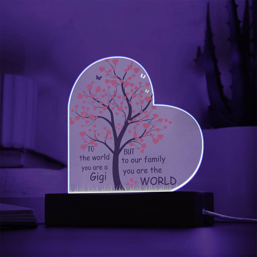 You Are The World To Us Lighted Acrylic Heart Plaque