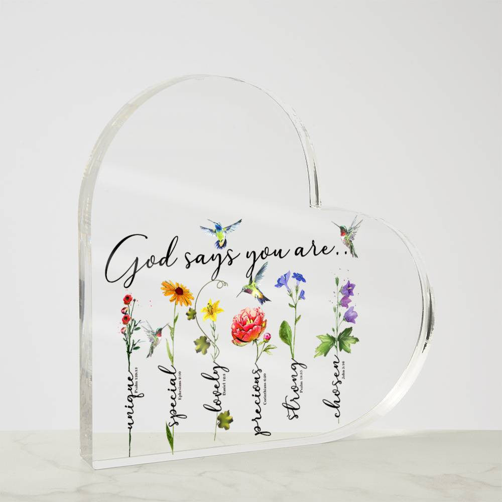 God Says You Are, Affirmations Plaques, Christmas, Child of God, Bible Verses, Confirmation Gift, First Communion, Nightlight, Baptism Gift, Heart, Dome, Ornament
