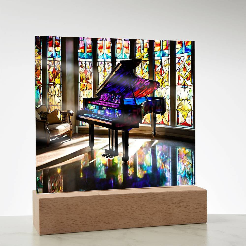 Simulated Stained Glass Piano, Led Light Piano Art, Piano Player Gift, Musician Gift, Christmas Gift for Her,  Piano Picture