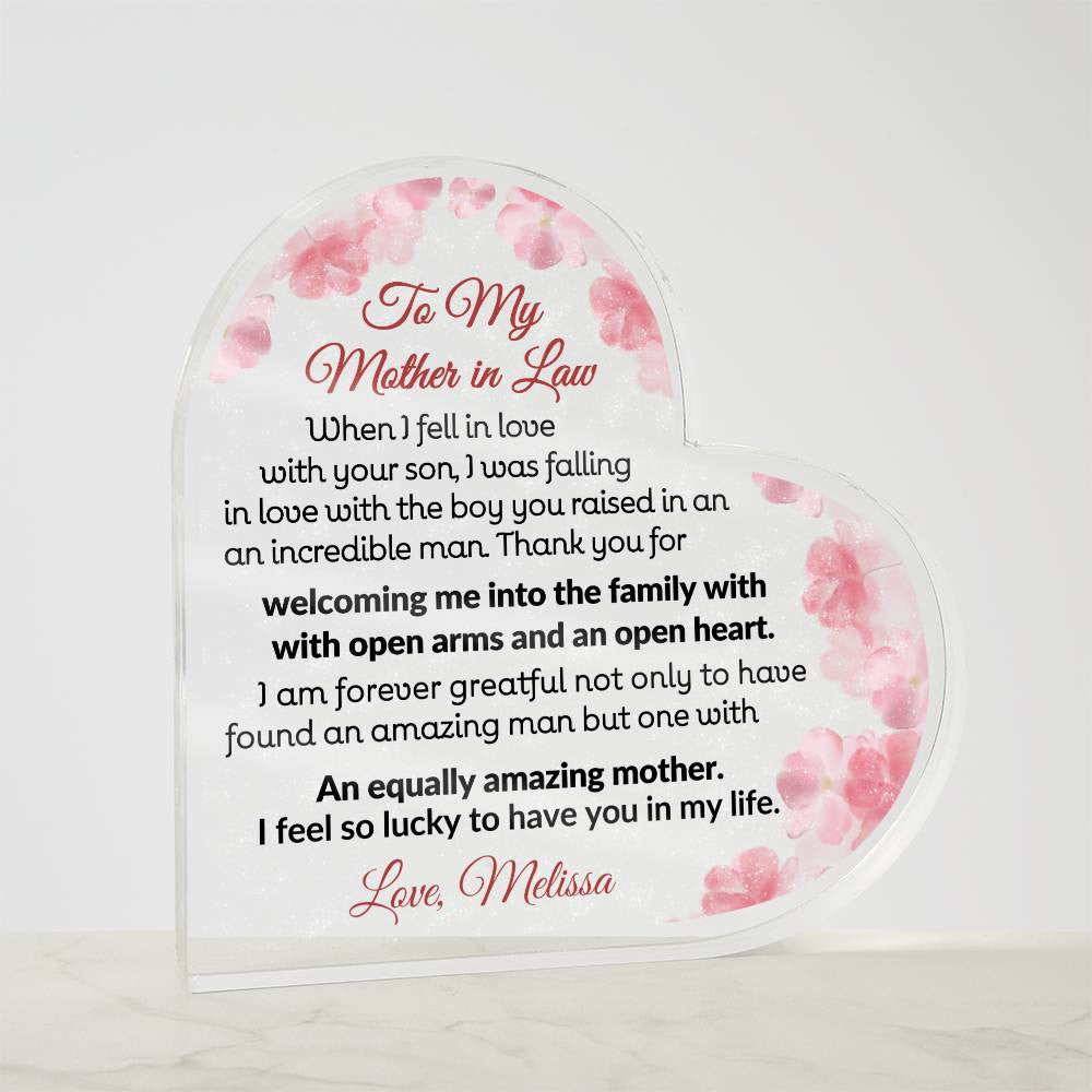 Mother in Law Heart Acrylic Plaque