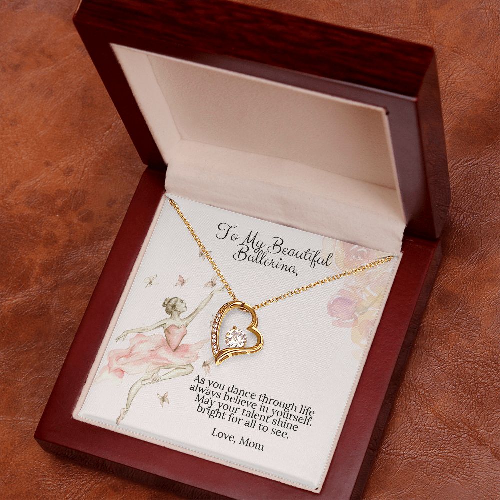 Ballerina Necklace - Dance Gift From Mom Forever Love Heart-FashionFinds4U