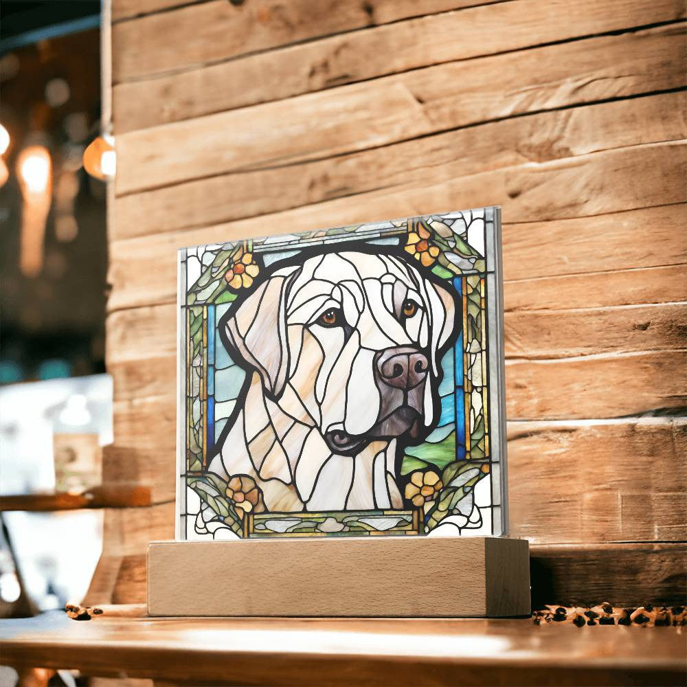 Cute Labrador retriever Acrylic Plaque, Lab Mom Gift, Housewarming gift for pet owner, Faux stained glass bedside lamp, Labdrador Decor, Birthday gift for lab Mom Labrador Lover