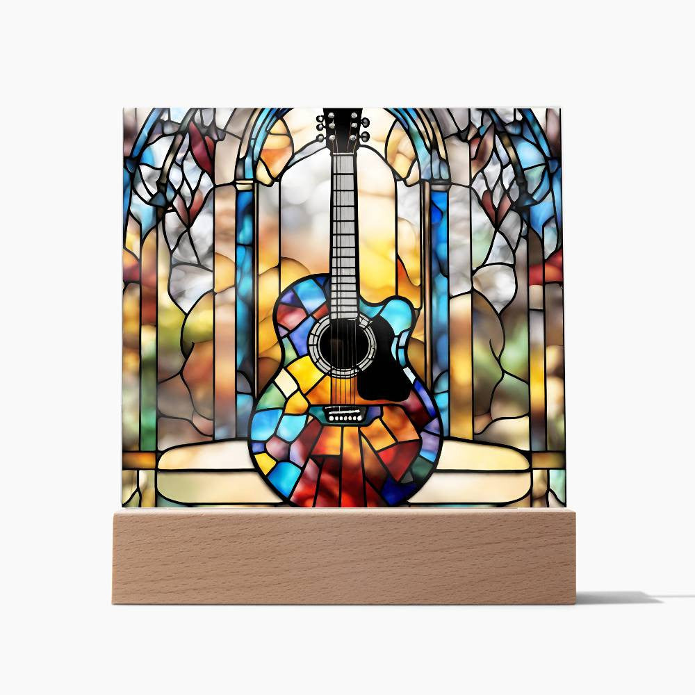 Acrylic Guitar Stained Glass Acrylic Plaque, Guitar Nightlight, Guitar Lover Gift, Guitar Player Gift, Guitar Picture Plaque