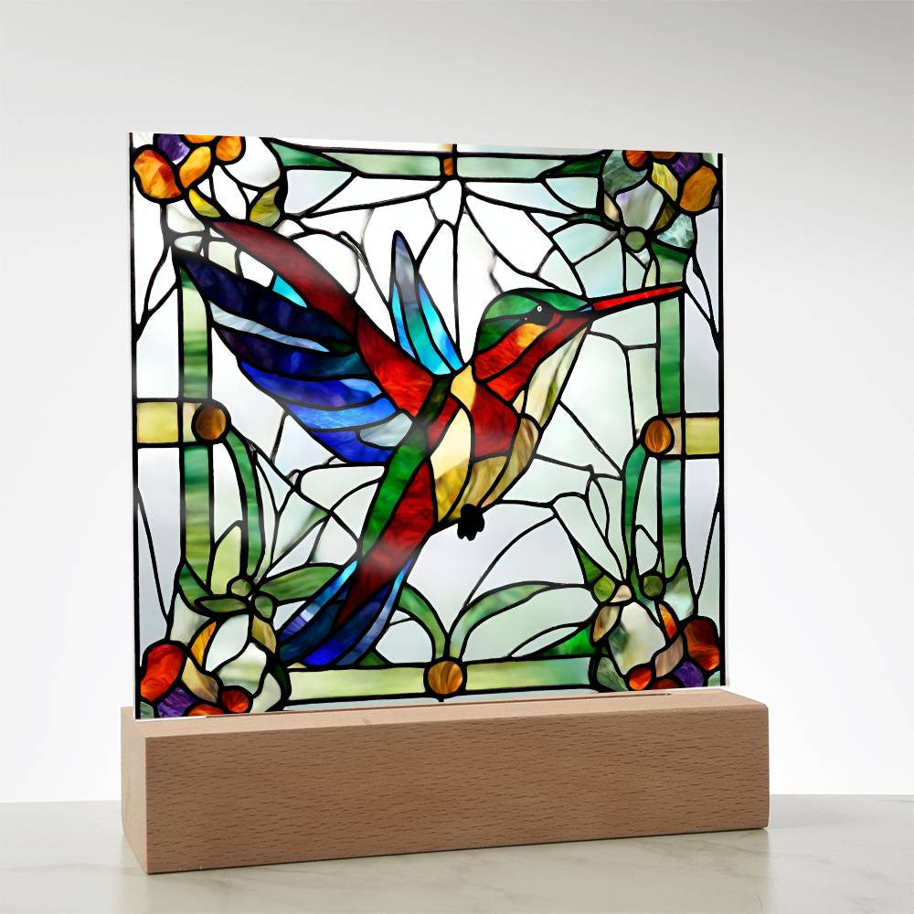 Hummingbird Faux Stained Glass Picture, Hummingbird Nightlight, Gift for Hummingbird Lovers, Hummingbird Gift, Christmas Gifts