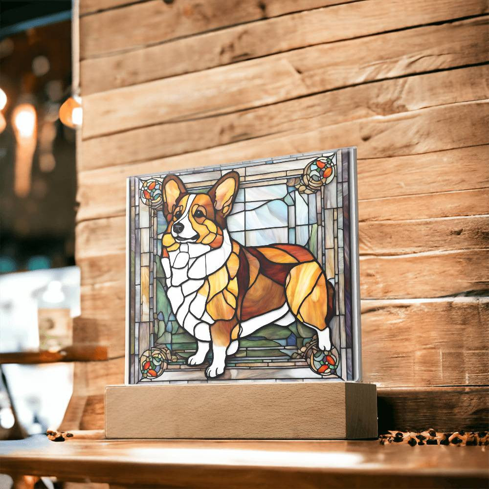Corgi Dog Light Box Acrylic Plaque, Corgi Dog Decor, Faux Stained Glass, Gift for Corgi Mom, Gift for Corgi lover, Welsh Corgi Decoration, Dog Gift, Housewarming Gifts
