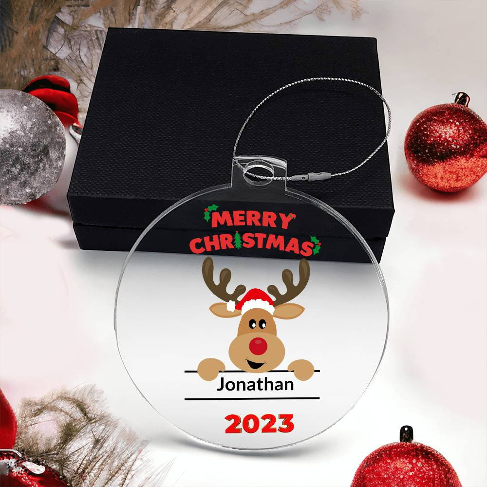 Custom Kids Christmas Ornament, Personalized Reindeer Christmas Ornament, Girls Christmas Ornament, Boys Christmas Ornaments