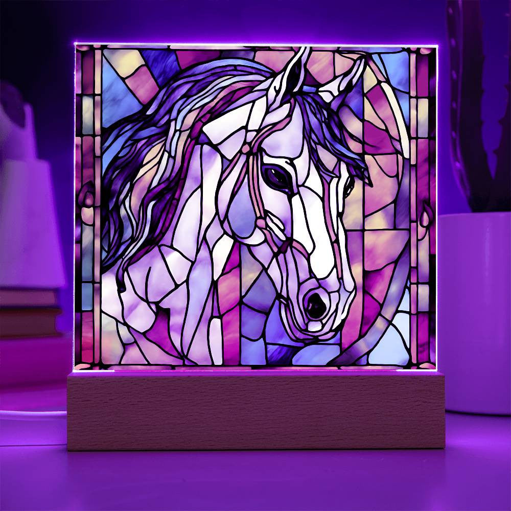 Faux Stained Glass Horse Acrylic Plaque, Horse Nightlight, Horse Lover Gift, Horse Night Light, Girls Room Decor, Pony Picture
