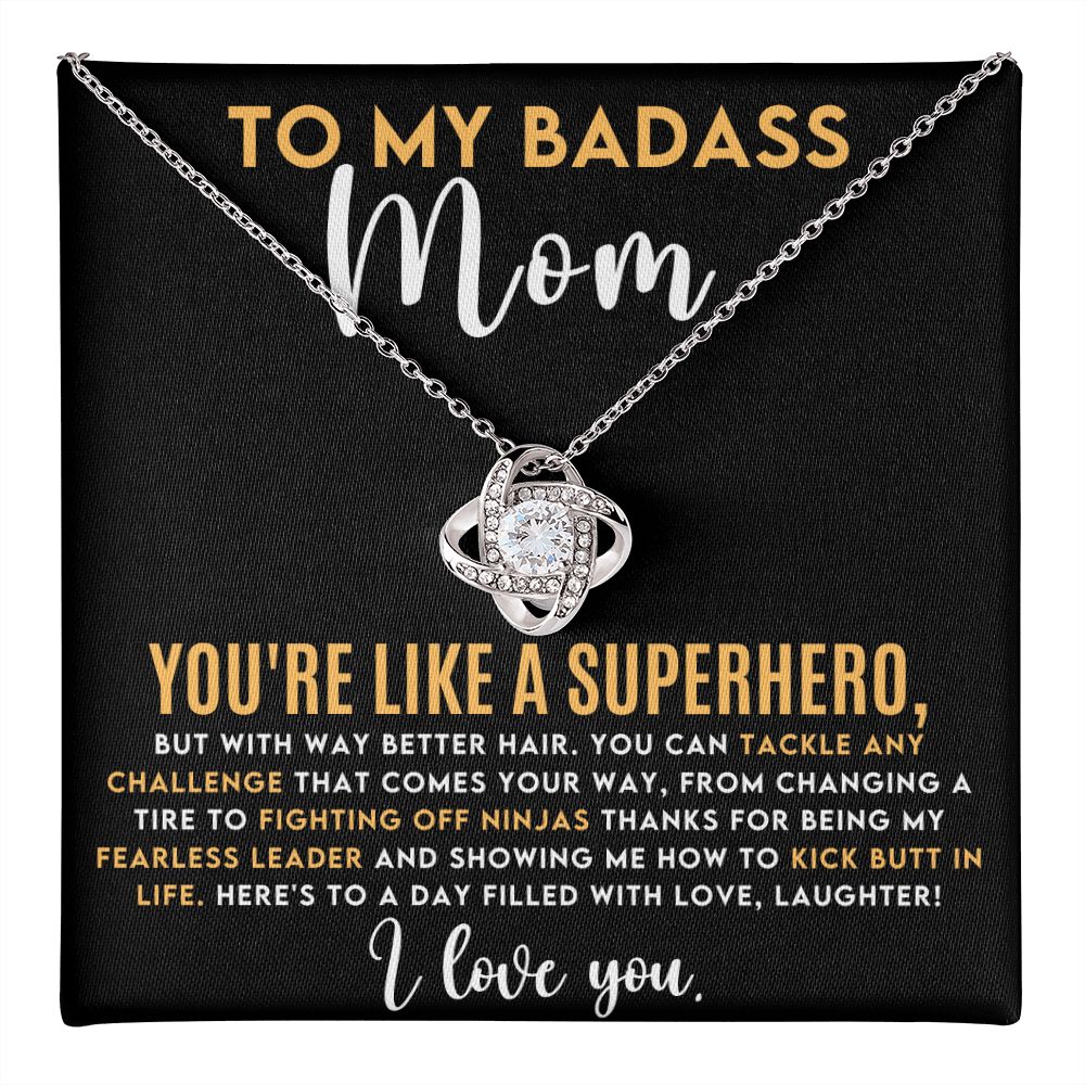 To My Badass Superhero Mom Love Knot Necklace-FashionFinds4U