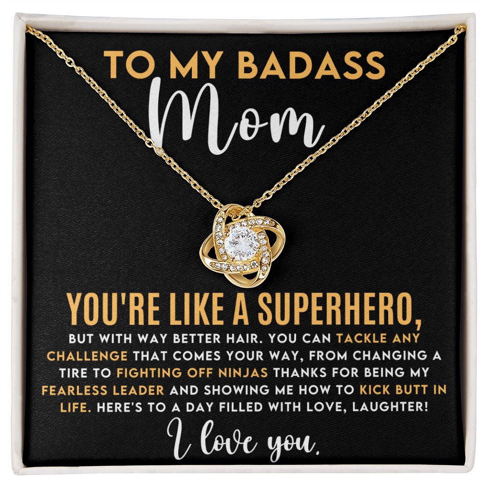 To My Badass Superhero Mom Love Knot Necklace-FashionFinds4U