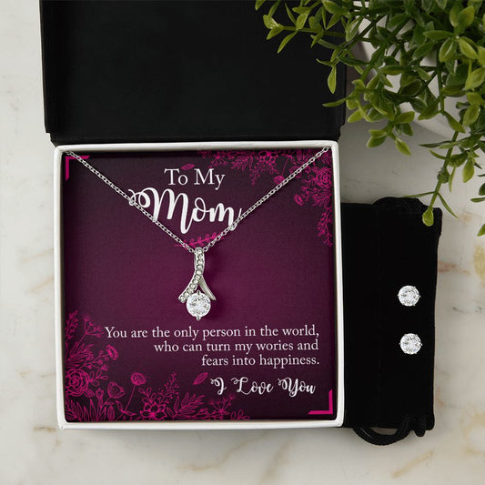 To My Mom You Are The Person Alluring Beauty Necklace Earring Set-FashionFinds4U