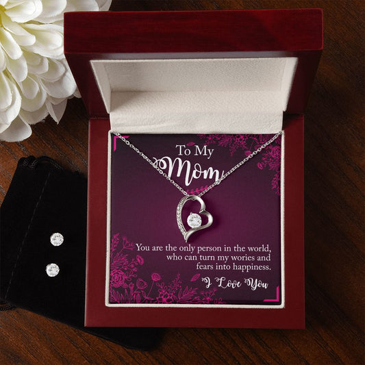To My Mom You Are The Person Forever Love Necklace Earring Set-FashionFinds4U