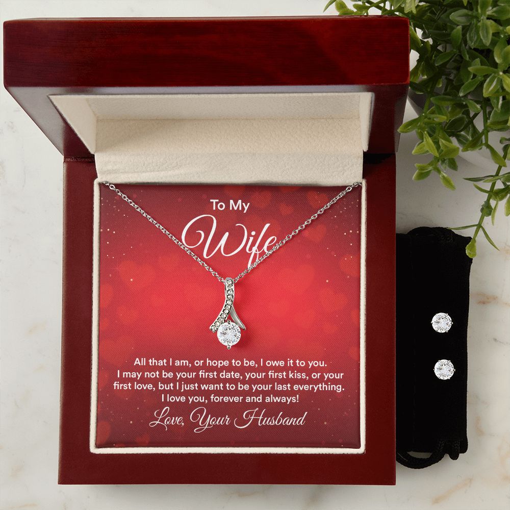 Wife All That I Am Or Hope To Be Alluring Beauty Necklace And Earrings-FashionFinds4U