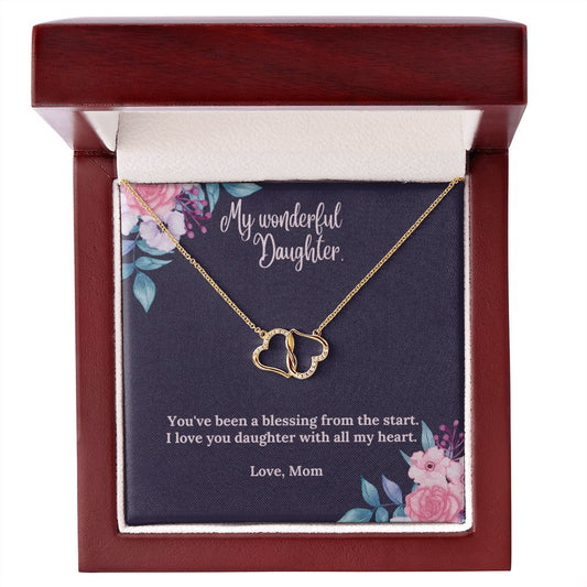 Wonderful Daughter From Mom Everlasting Love 10k Gold Infinity Hearts  Necklace-FashionFinds4U